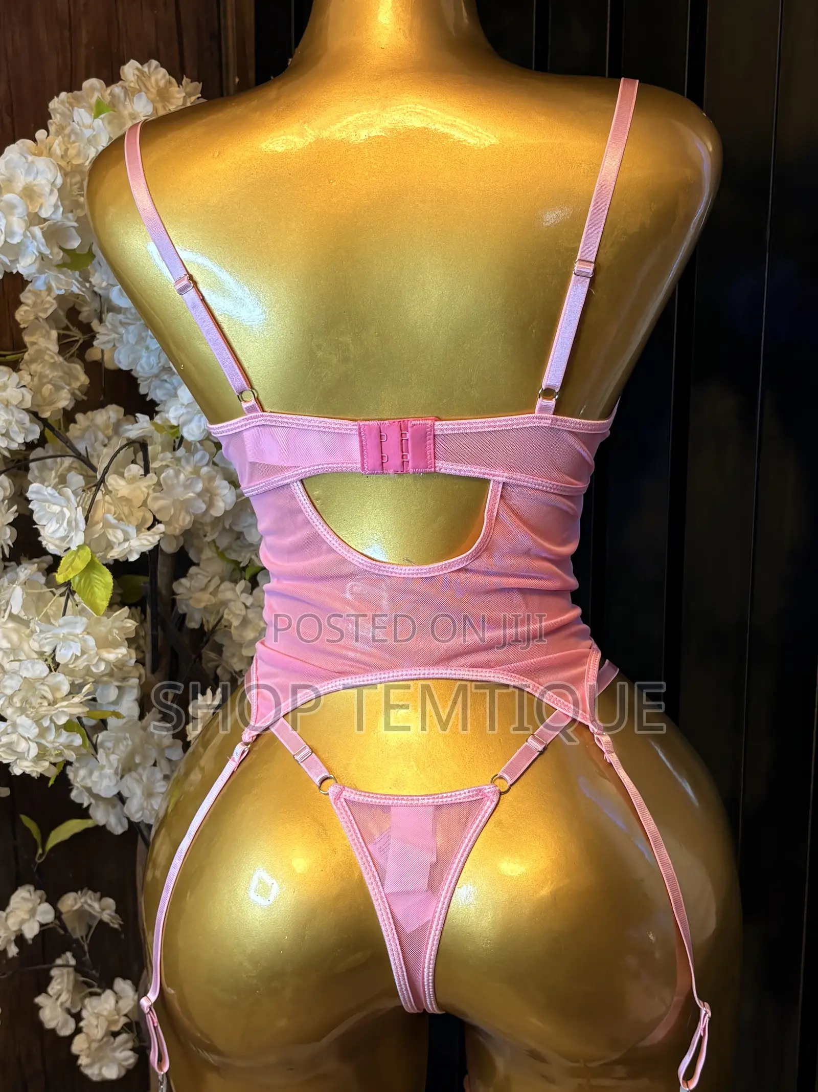 Pink Floral Lingerie Set