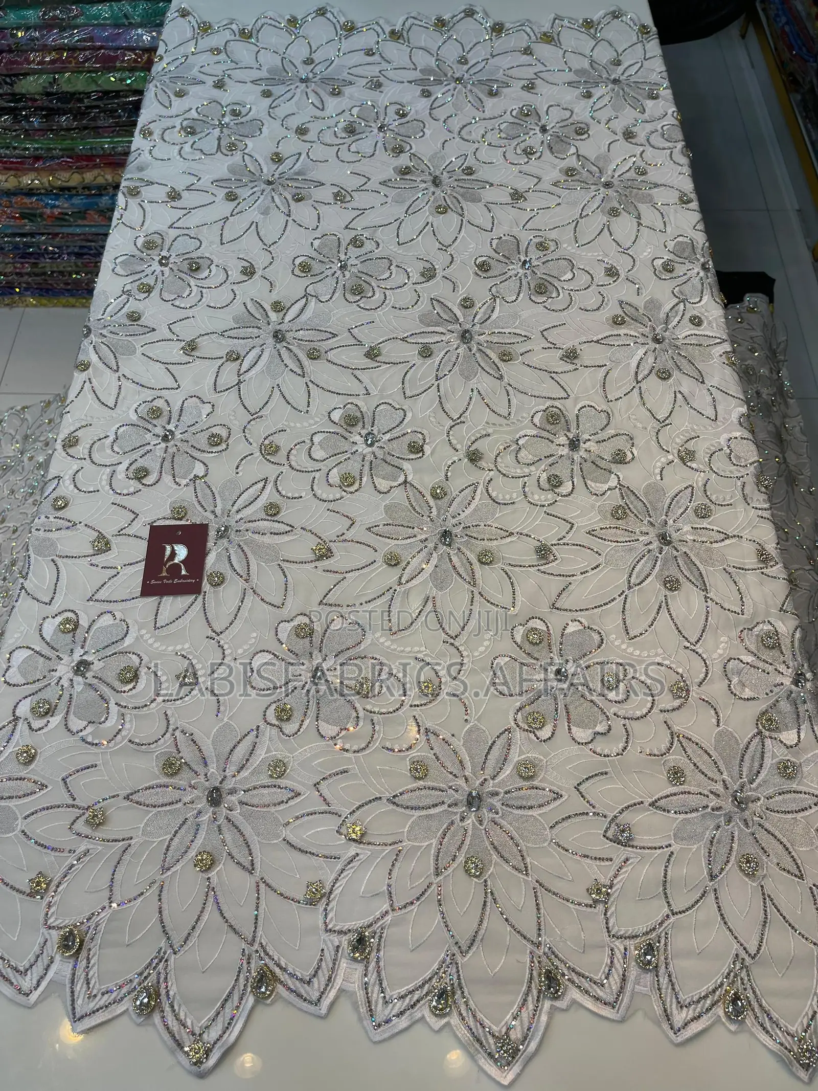 Luxury Voile Lace With Crystal Stones