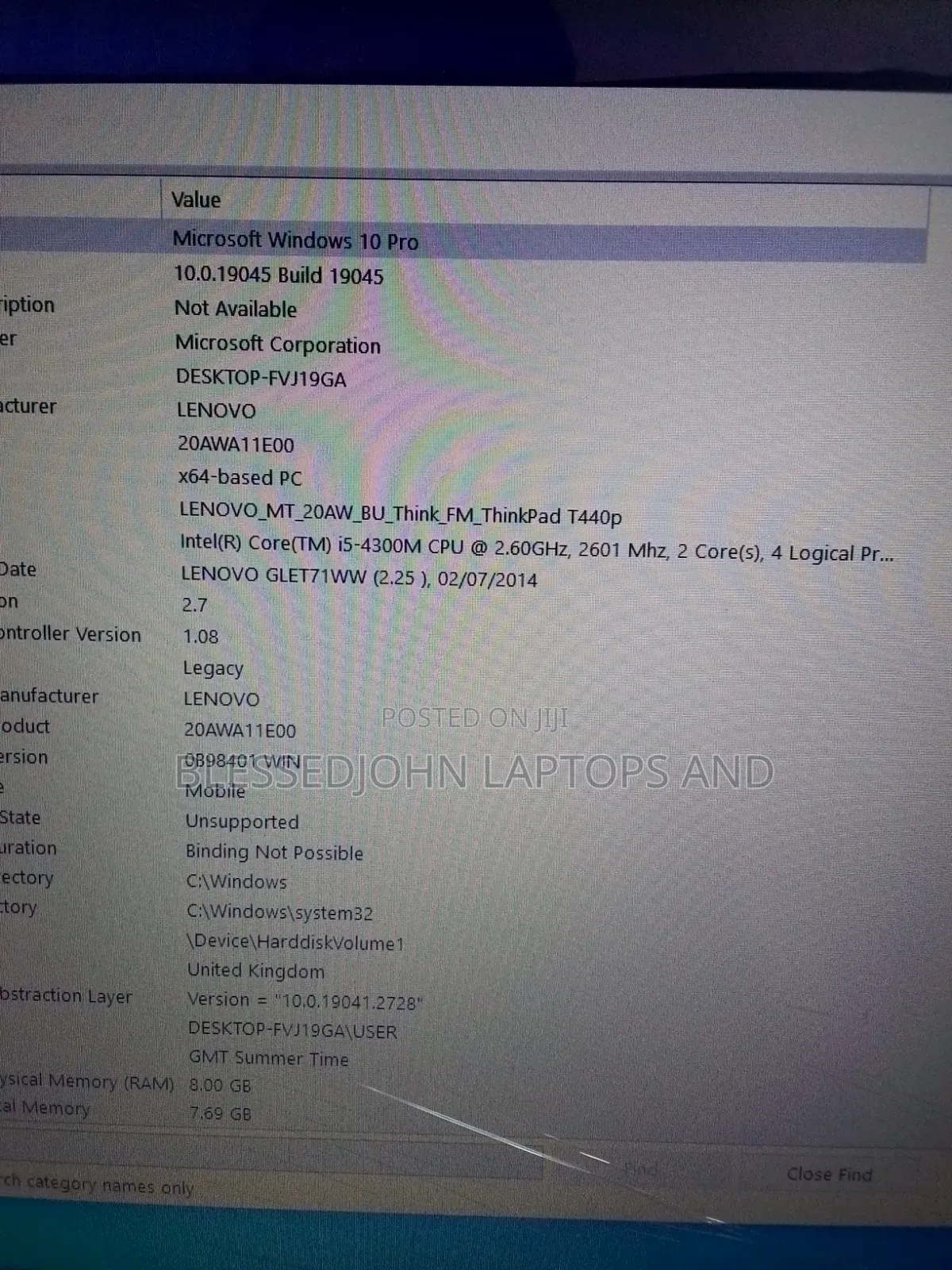 Laptop Lenovo ThinkPad T440p 8GB Intel Core i5 HDD 320GB