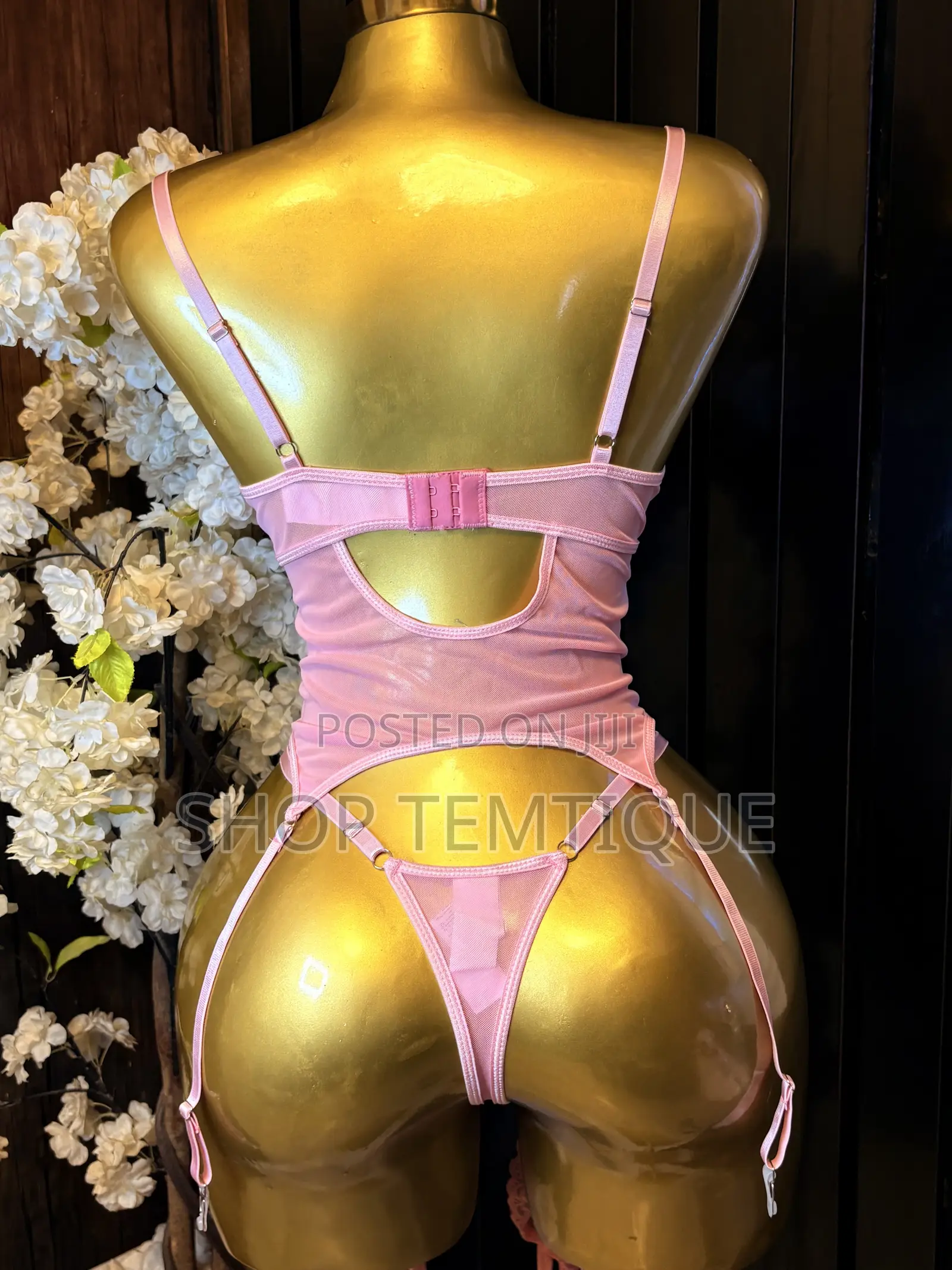 Pink Floral Lingerie Set