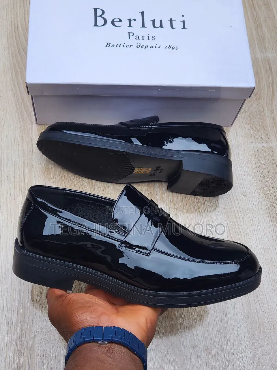 Latest Design Berluti Men's Glossy Leather Flat Shoes
