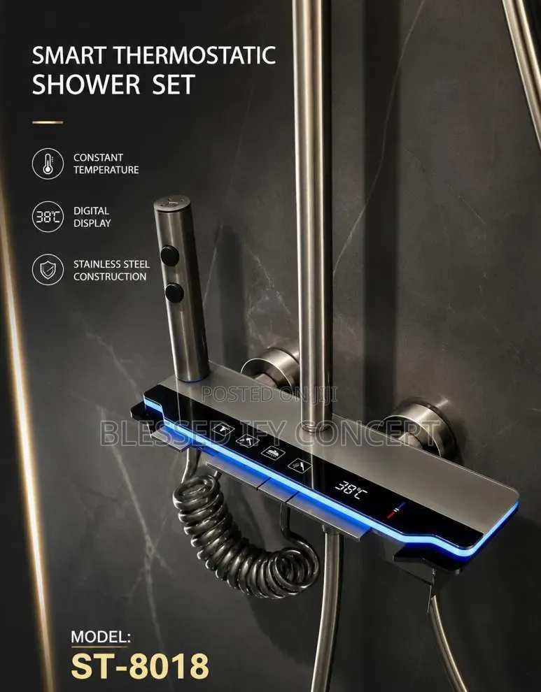 High Quality LED Piano Smart Thermostatic Shower Mixer With LED Lights