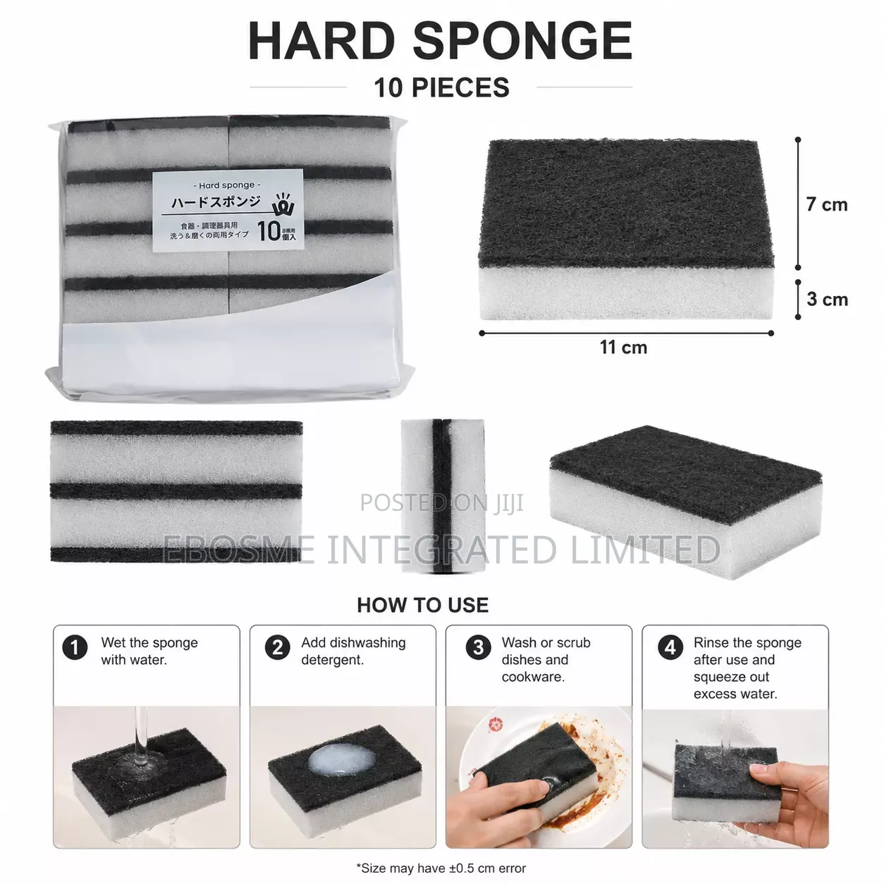10pcs Hard Kitchen Cleaning Sponge – Washing & Scrubbing