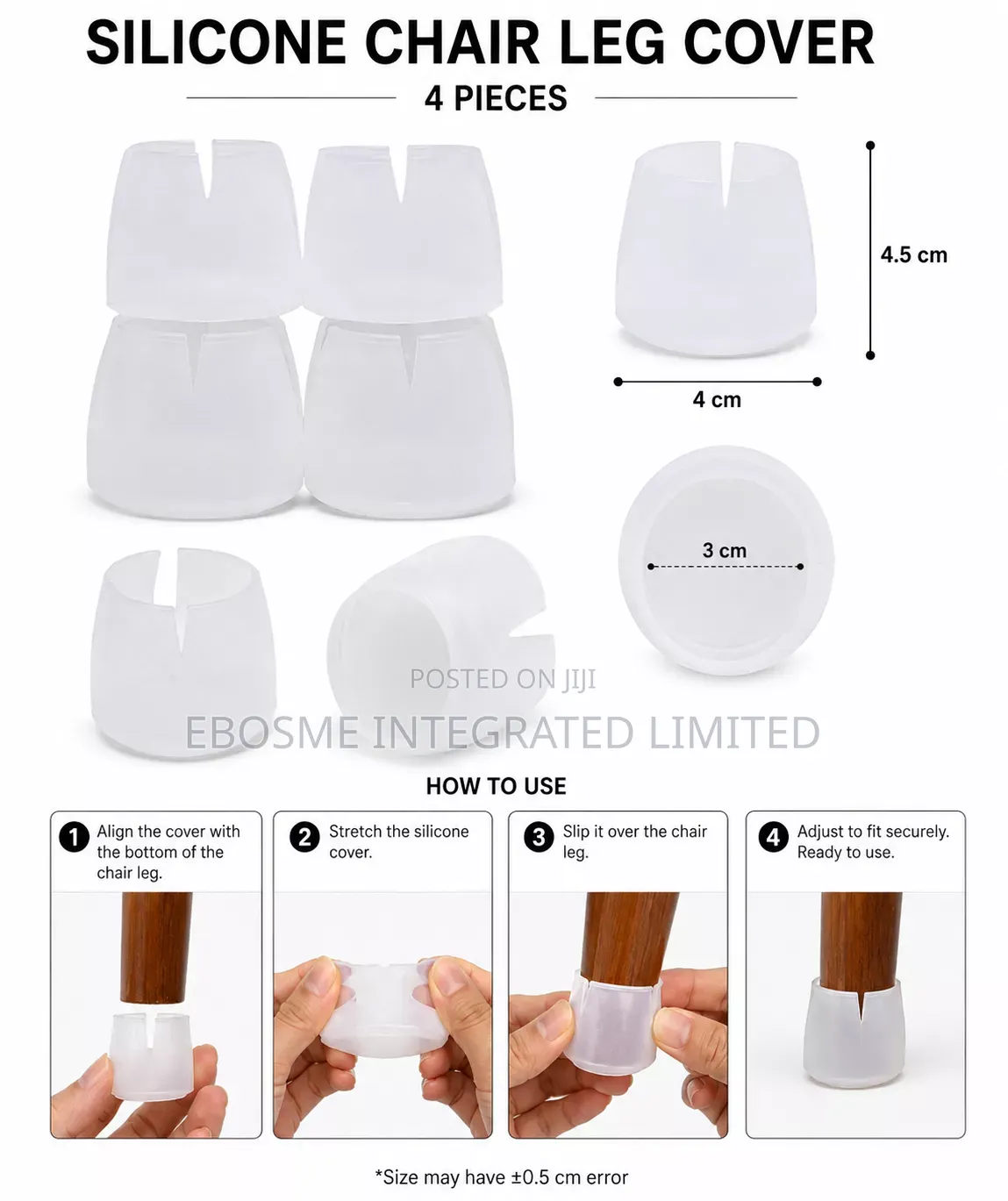 : 4pcs Silicone Chair Leg Covers – Floor Protectors