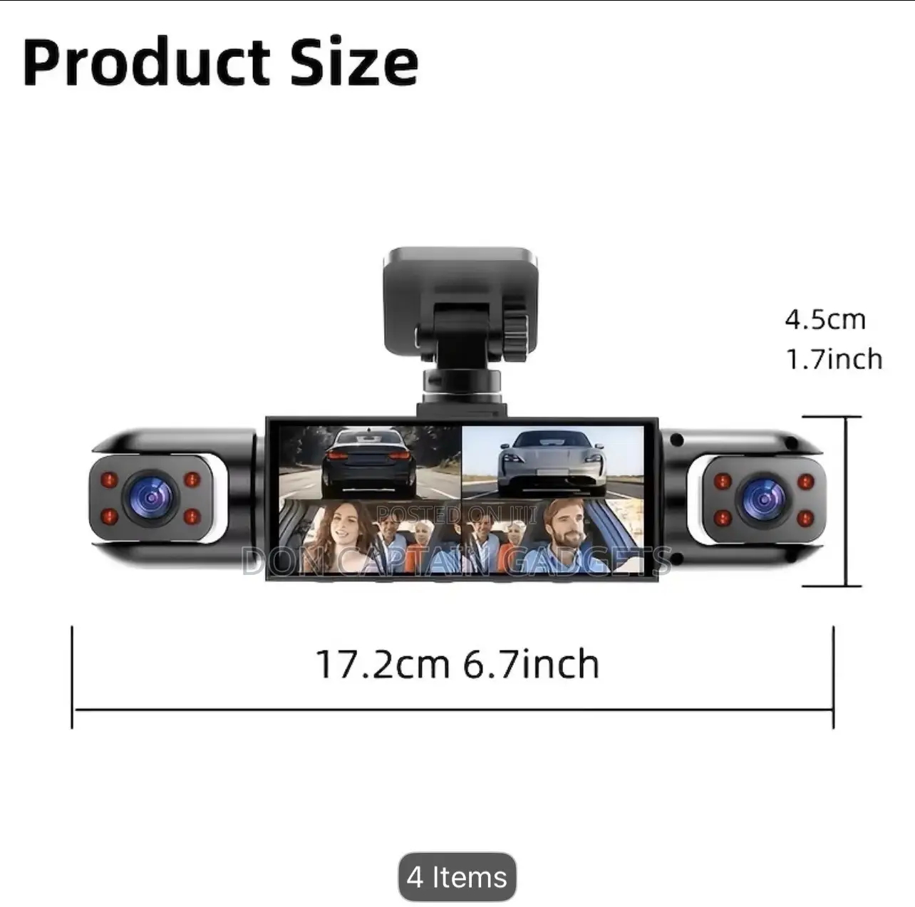 BCUOZ 360° Dash Cam 4-Lens 1080P Front+720P Rear Left and Right