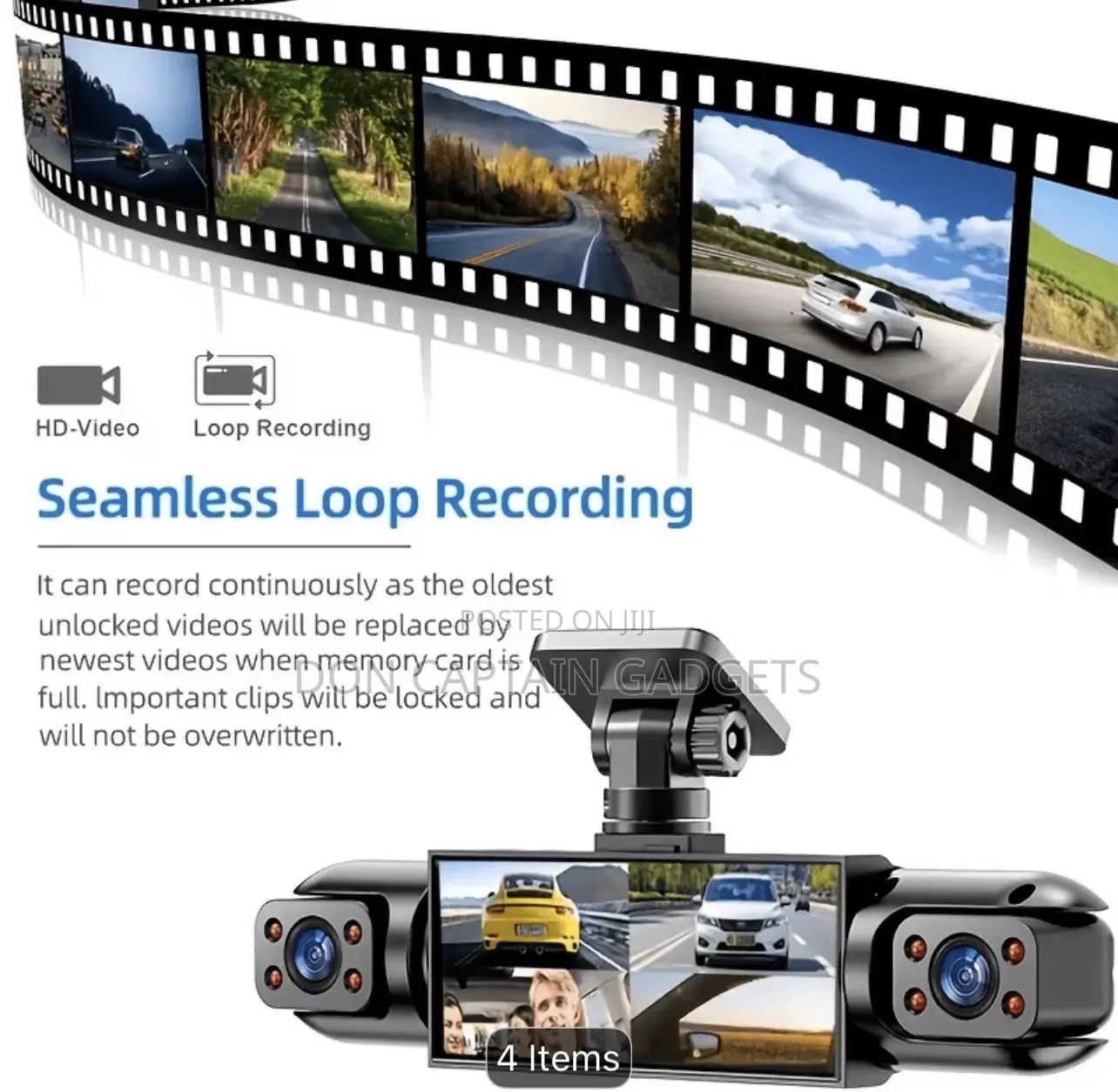 BCUOZ 360° Dash Cam 4-Lens 1080P Front+720P Rear Left and Right