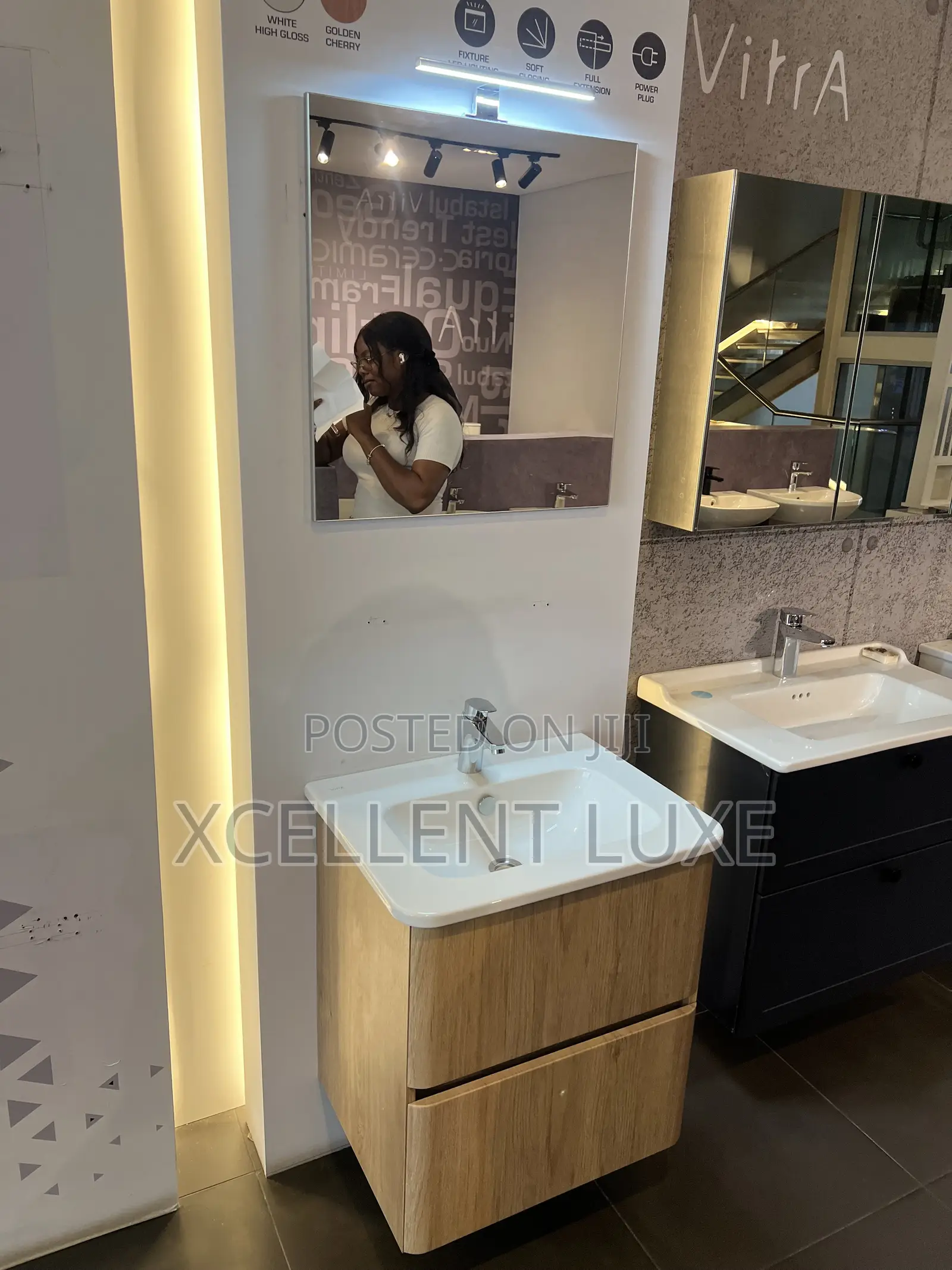 Vitra Vanity Bathroom Cabinet Made With Oak Wood 60cm .