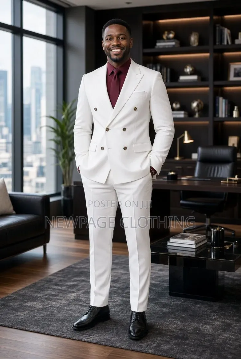 White Double-Breasted Suit That Means Business 🤍