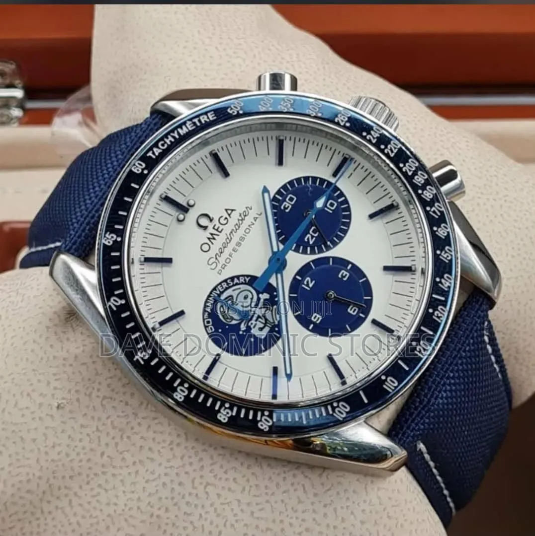 Omega Jeans Leather Watch  (Blue Strap)