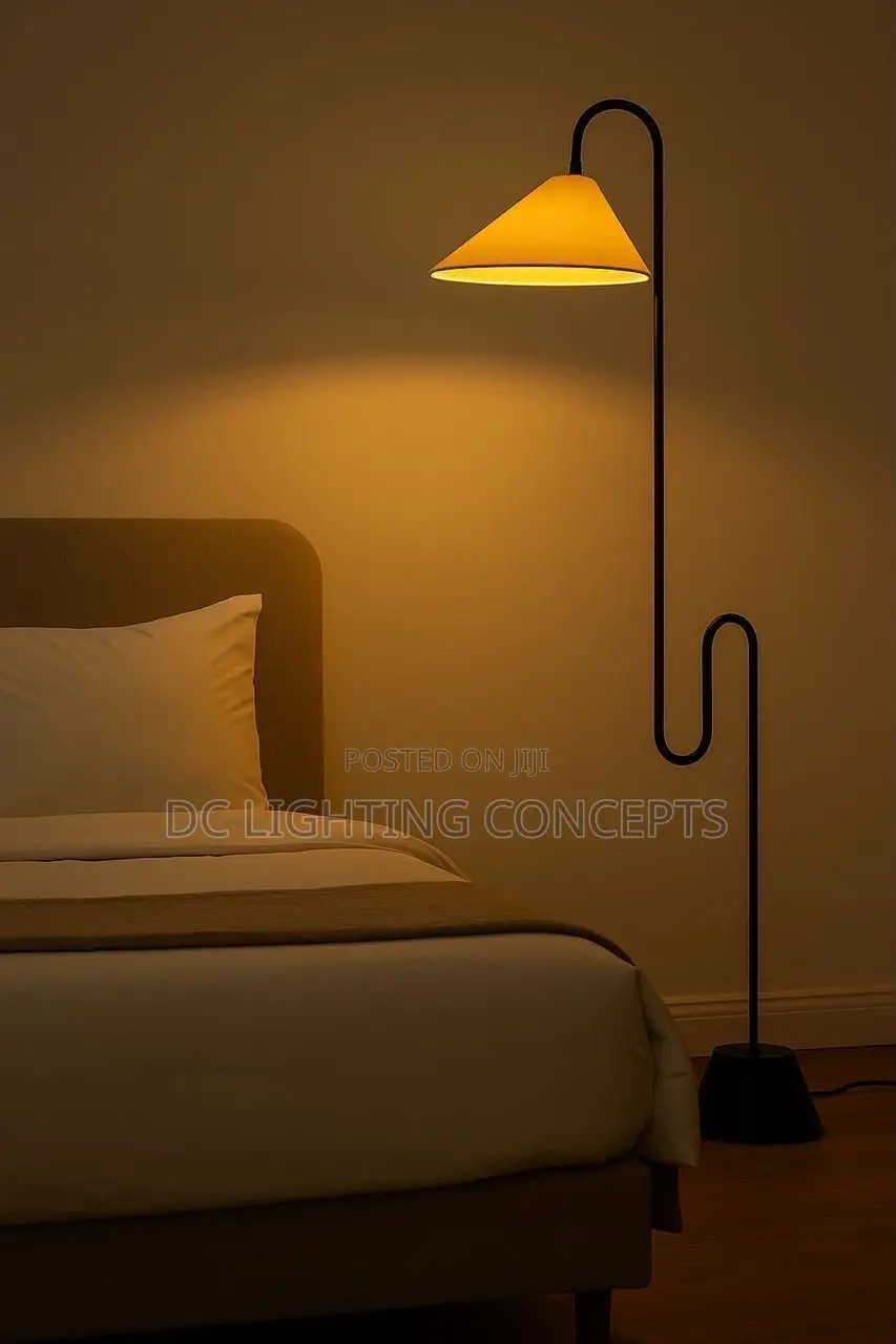 Postmodern Classic Custom Luxury Serpentine Fabric Shade Floor Lamp.