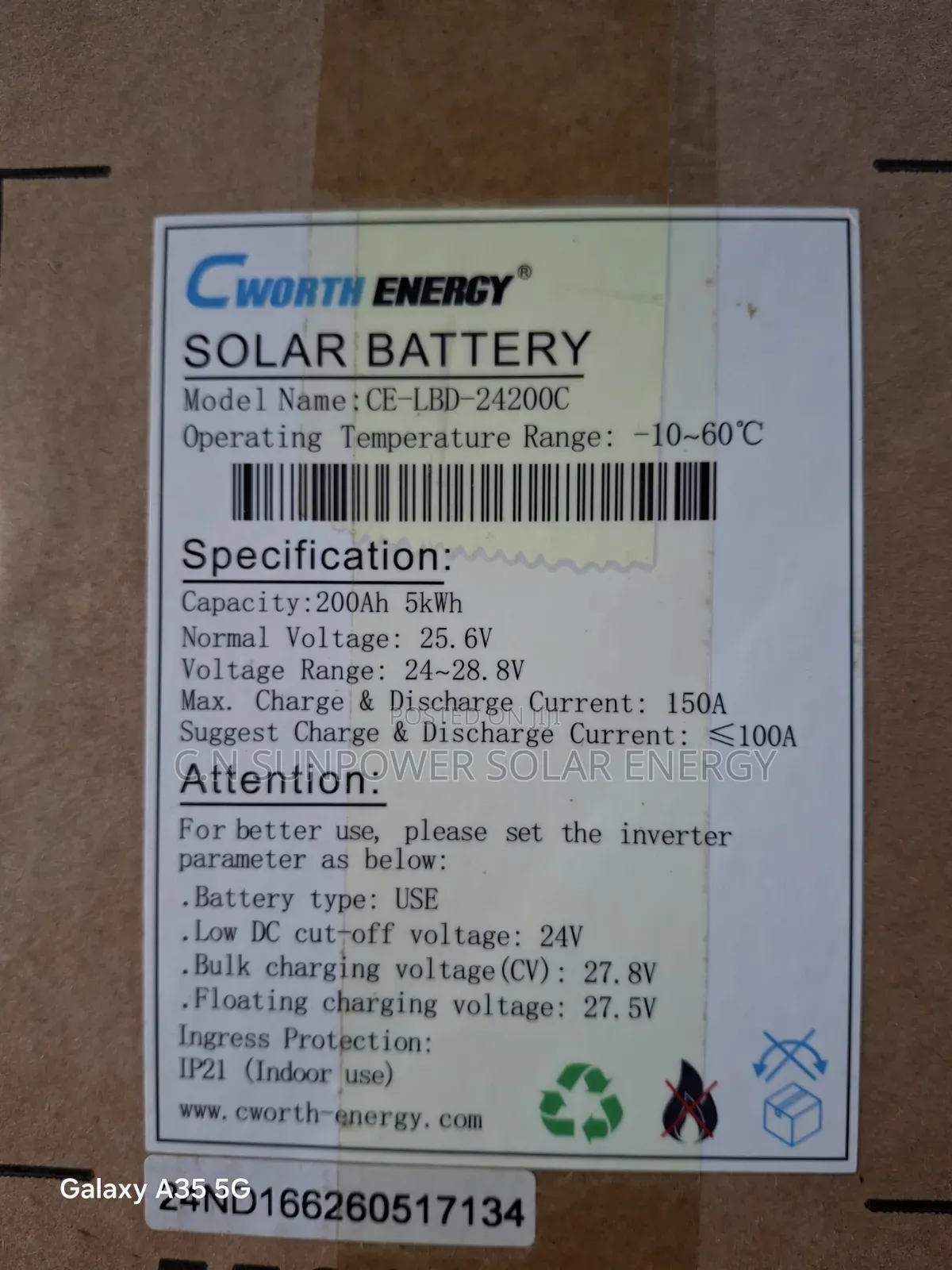 5kwh/24v Cworth-Ion Energy Lithium-Iron Battery