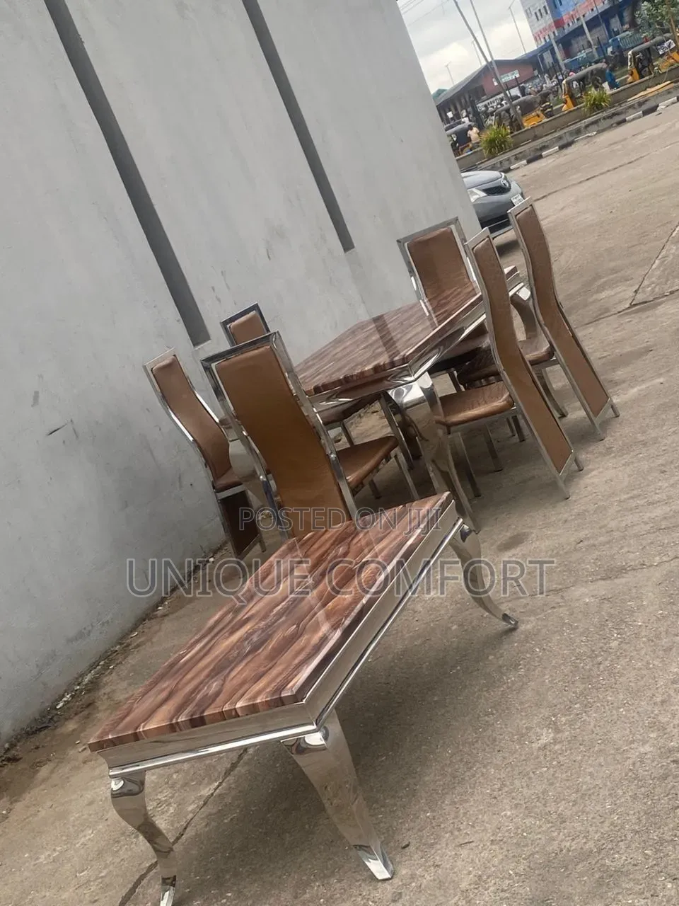 Imported Executive 6 Seaters Marble Top Dining With Center Table