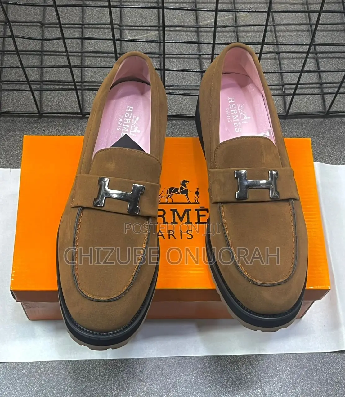Men’s Brown Suede Loafers With H-Buckle Detail