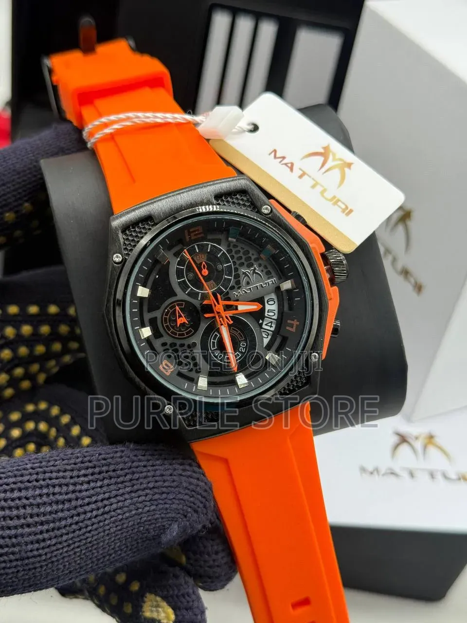 Matturi Chronograph Rubber Strap Watches for Men