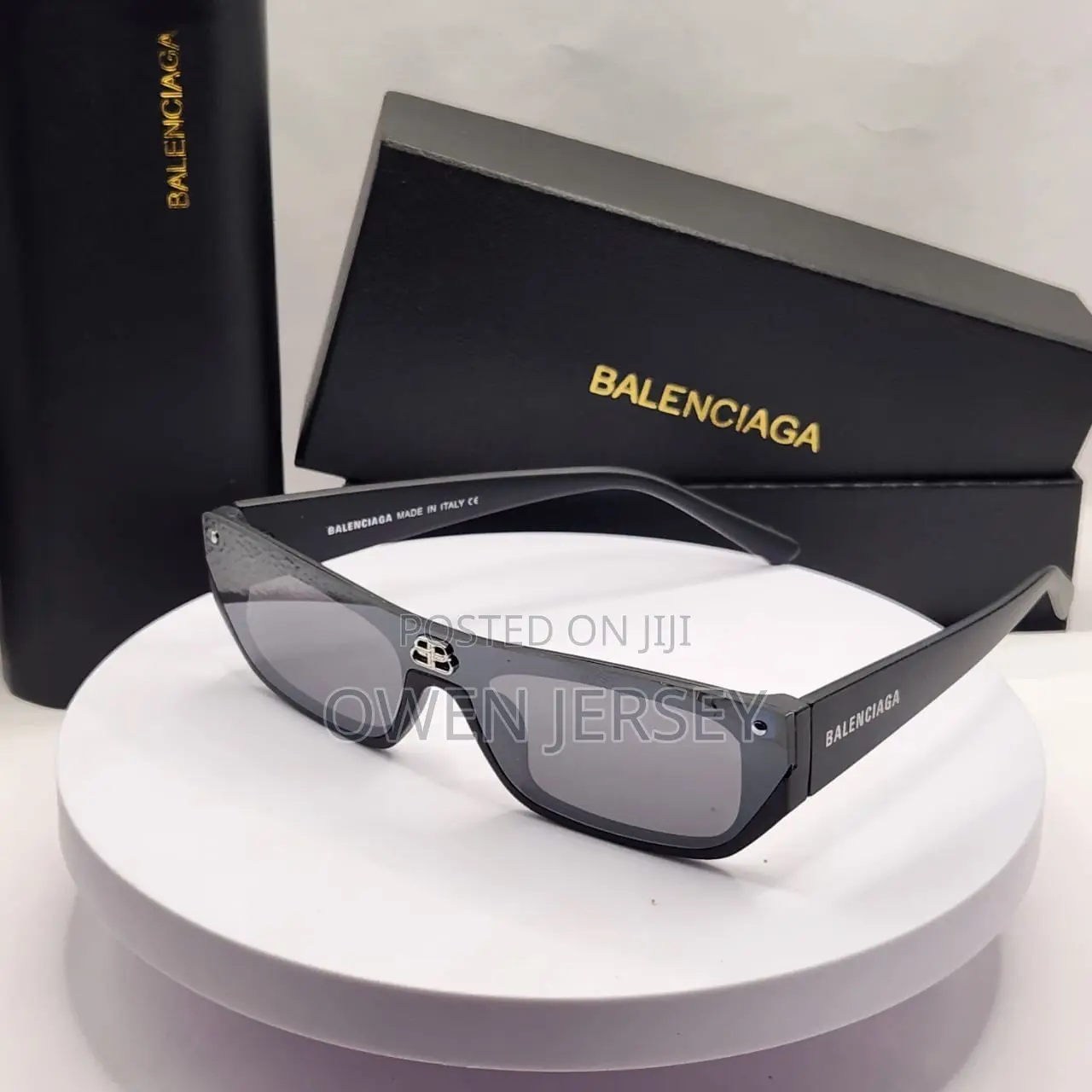Balenciaga Shield-Style Sunglasses – Black With Silver Mirrored Lenses