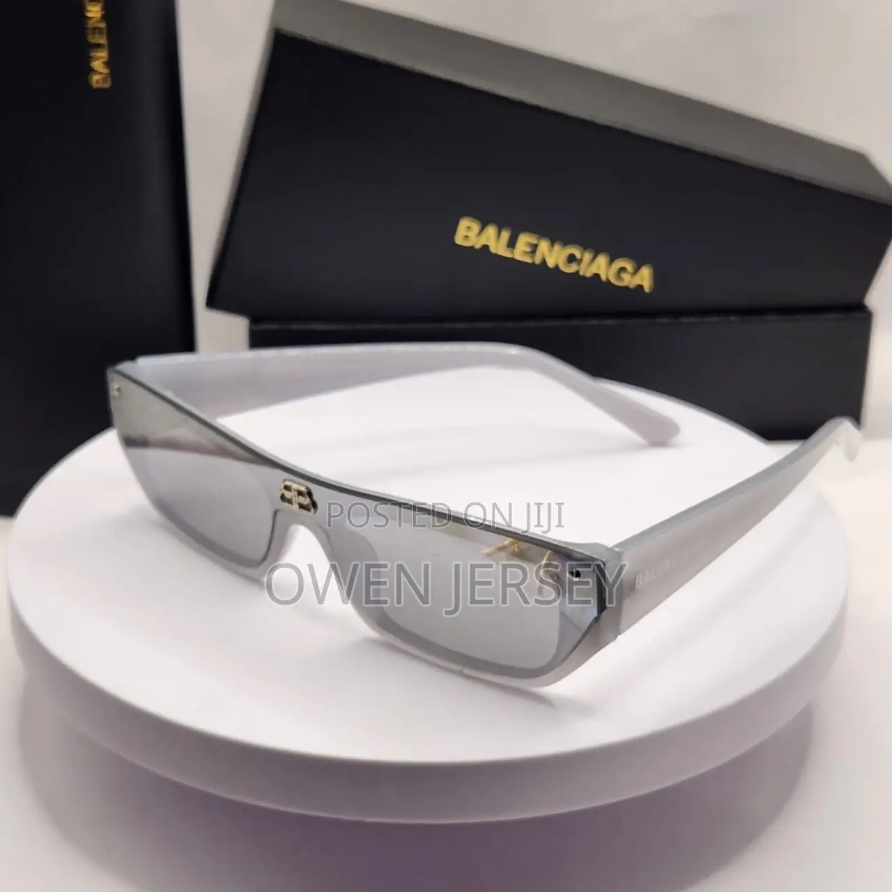 Balenciaga Shield-Style Sunglasses – Black With Silver Mirrored Lenses