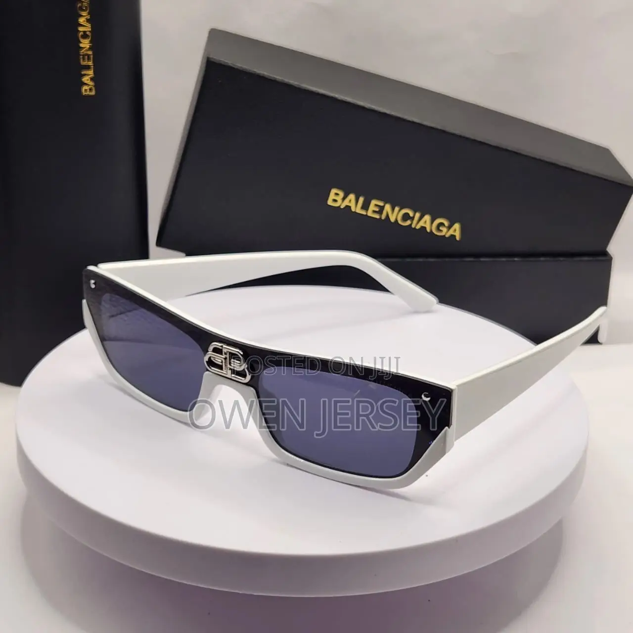 Balenciaga Shield-Style Sunglasses – Black With Silver Mirrored Lenses