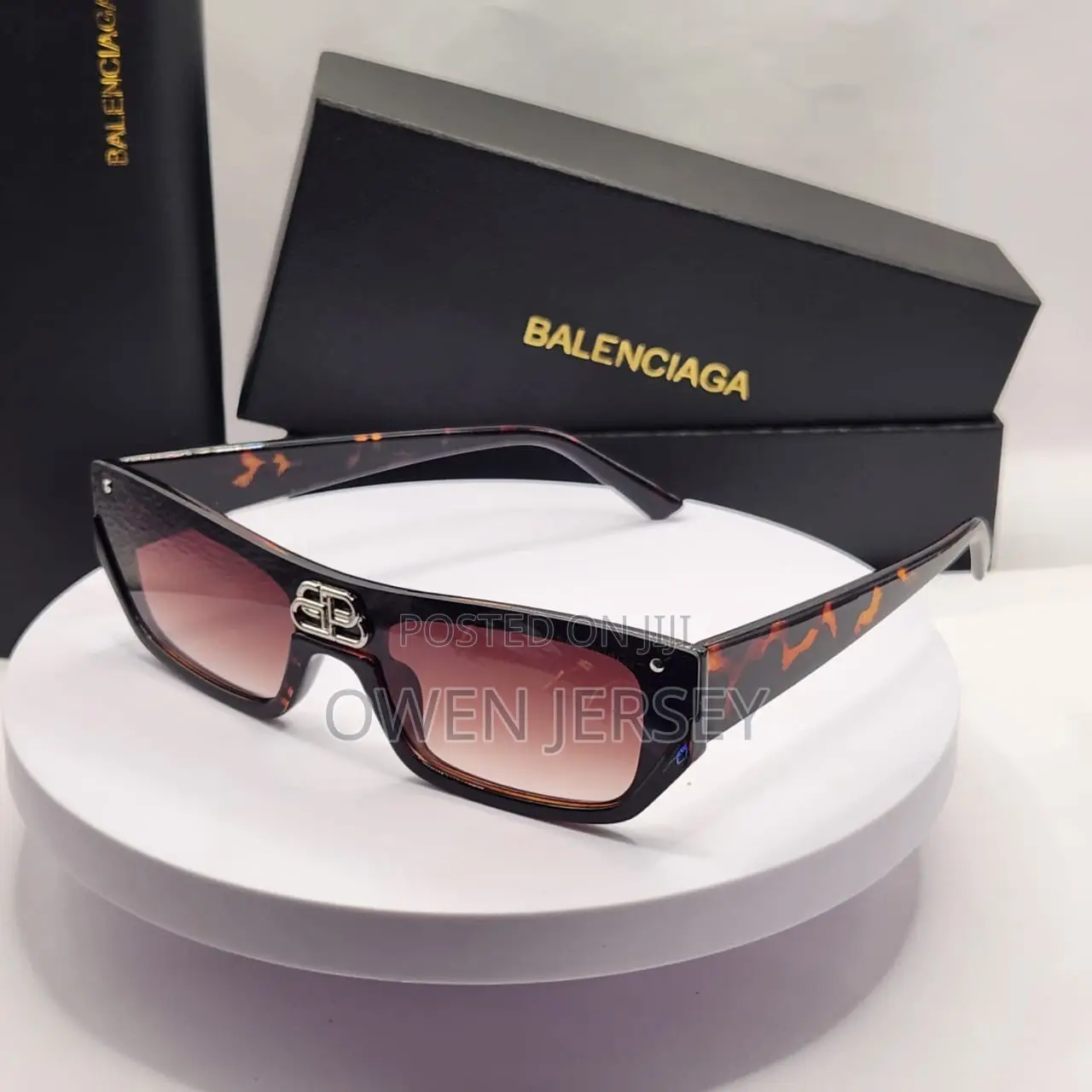 Balenciaga Shield-Style Sunglasses – Black With Silver Mirrored Lenses
