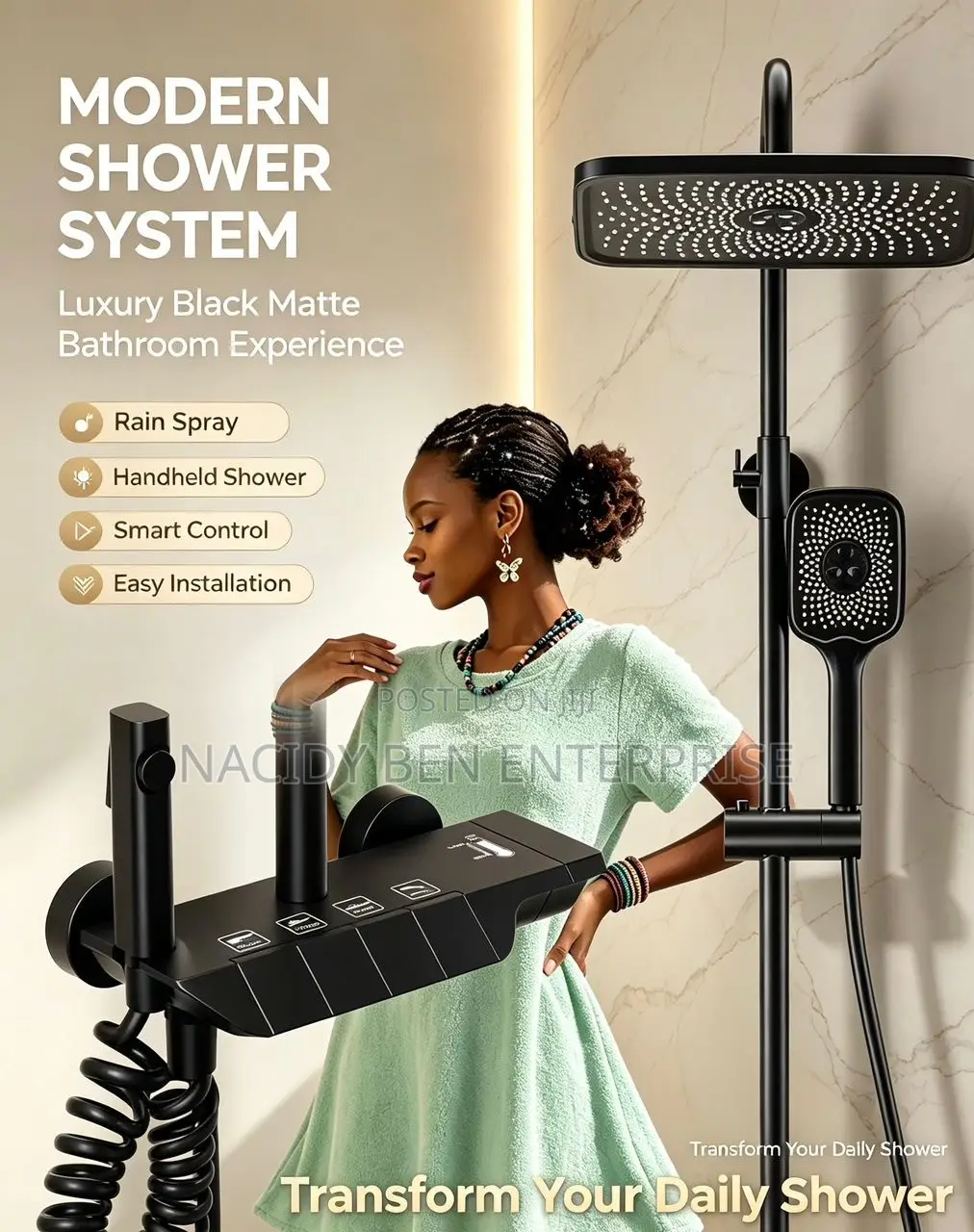 Piano Black Shower