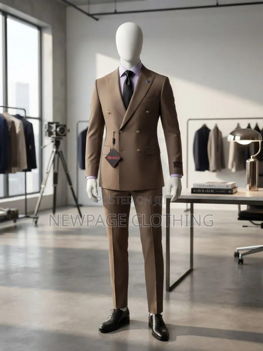 Beige Double-Breasted Suit — Effortless Style