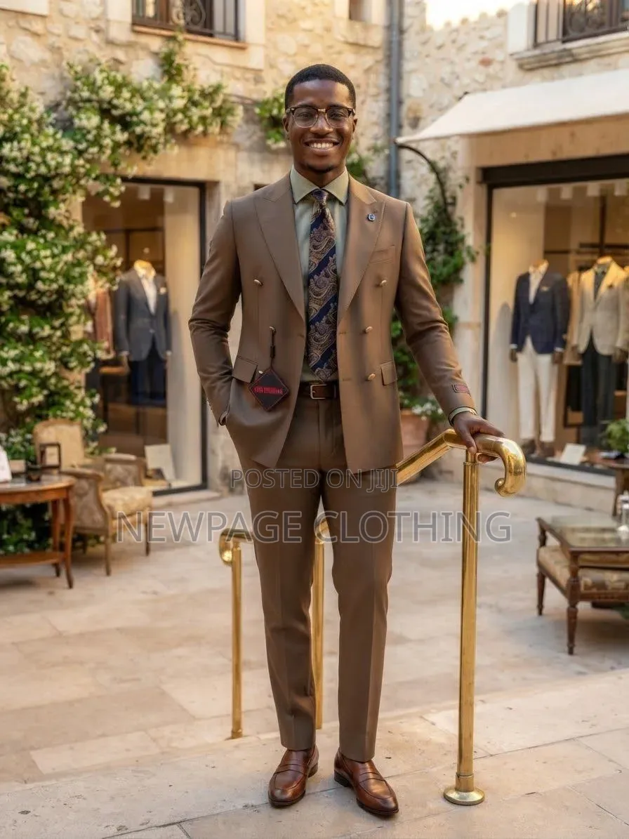 Make a Statement in a Beige Double-Breasted