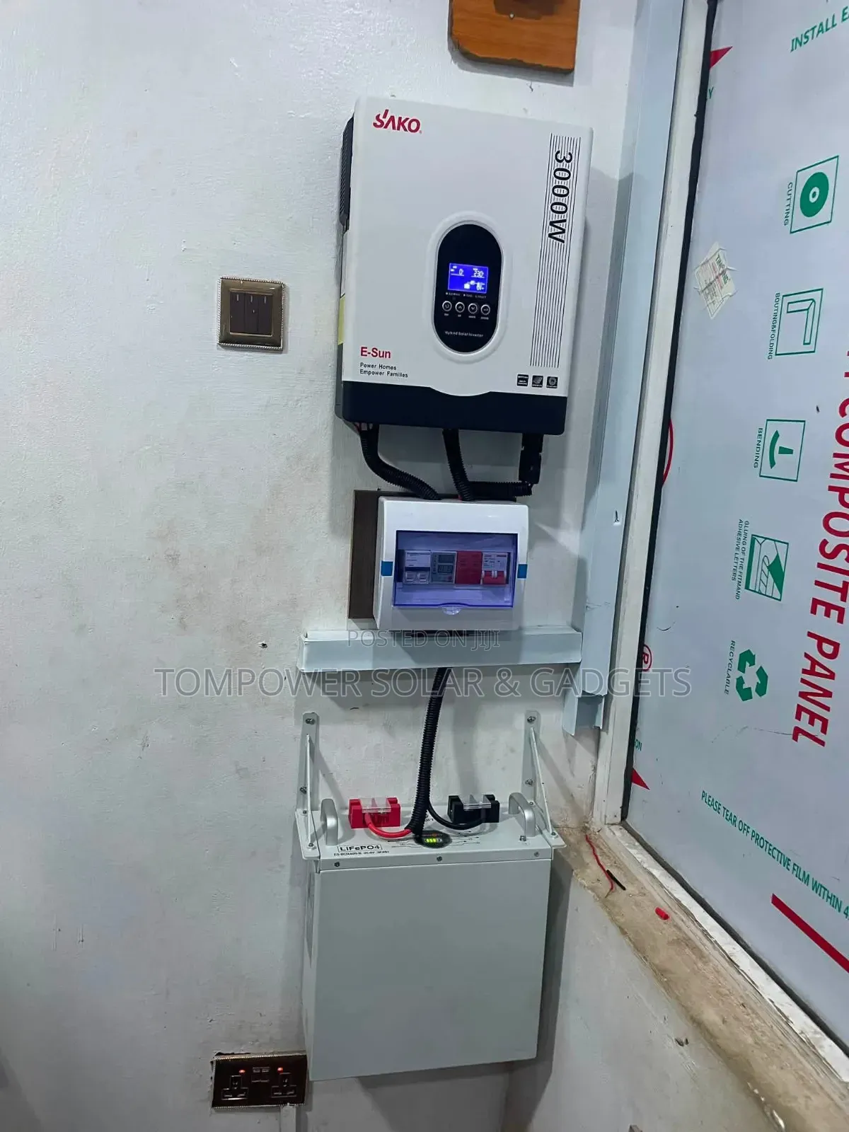Installation of 3kva Inverter/Lithium Battery/4 Big Solar Panels