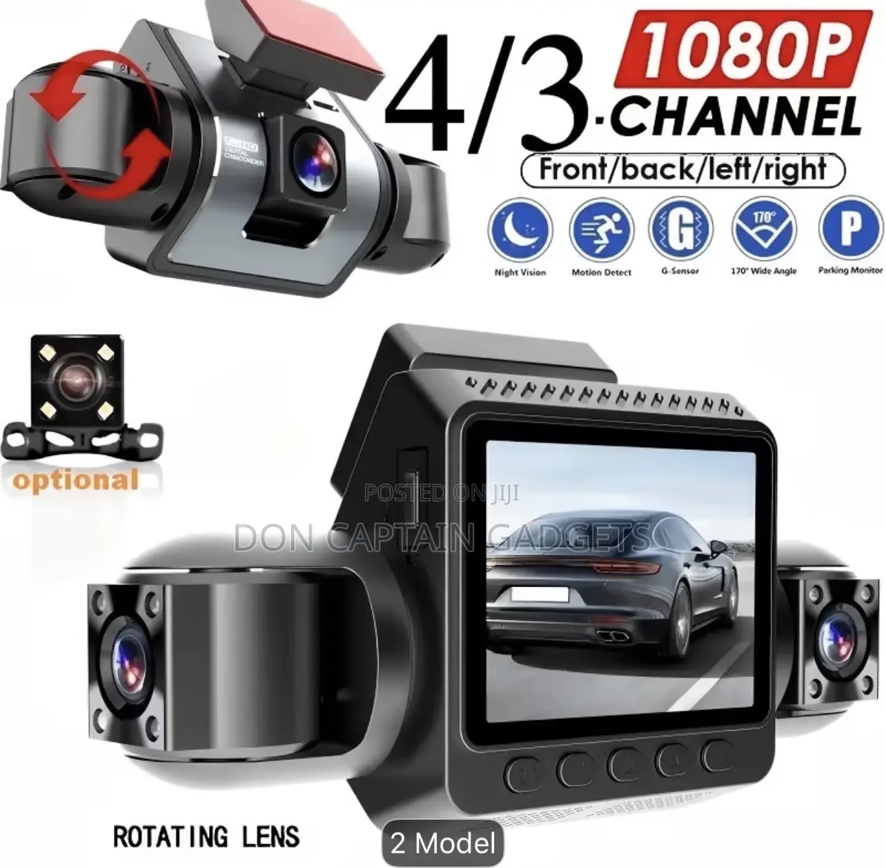 4-Lens Dash Camera 1080P Front & Rear Recording, Vehicle DVR System