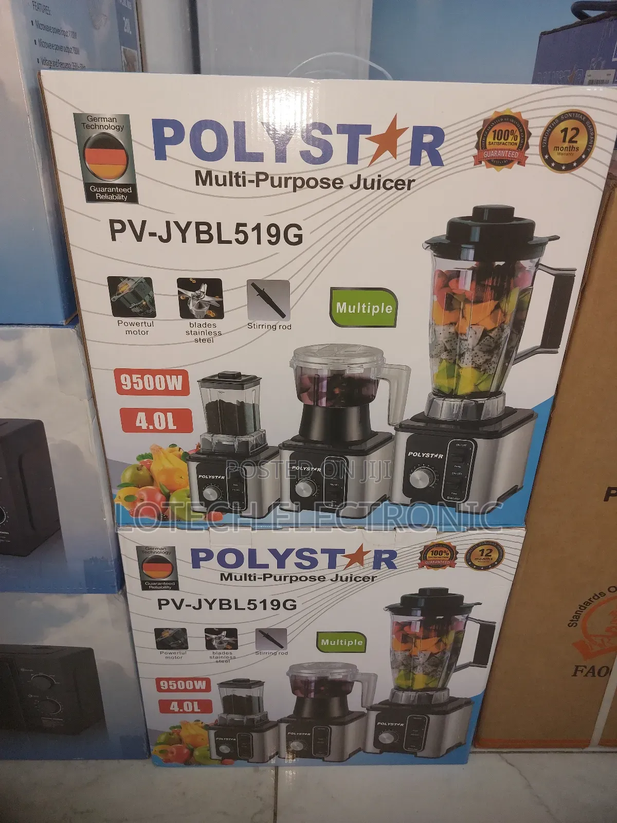 Polystar PV-JYBL519G 4L Commercial Blender – Powerful Copper Motor, 4L