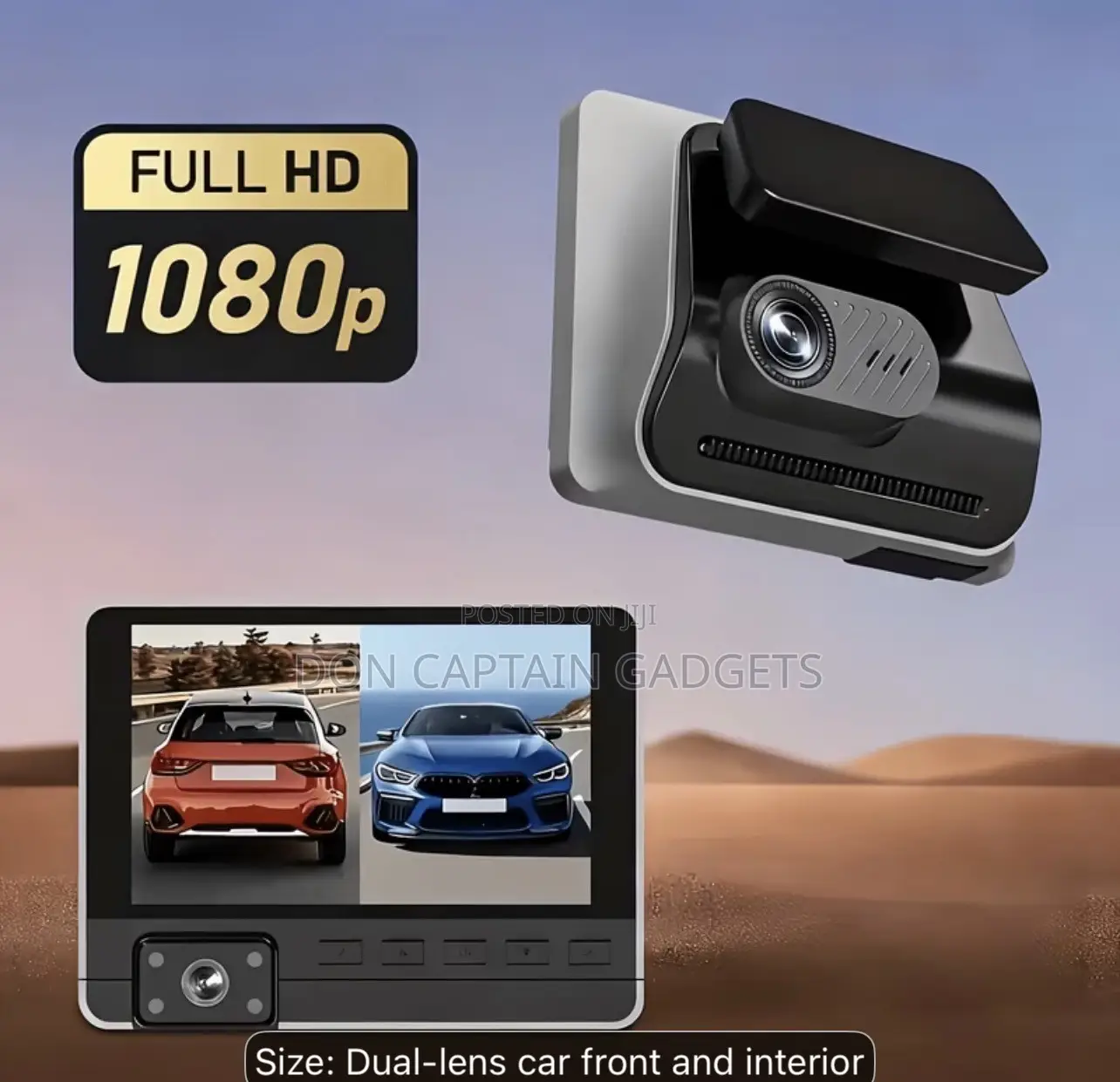 Dual-Lens Dash Cam 1080P Front Recording + 720P Rear Recording 4-Inch