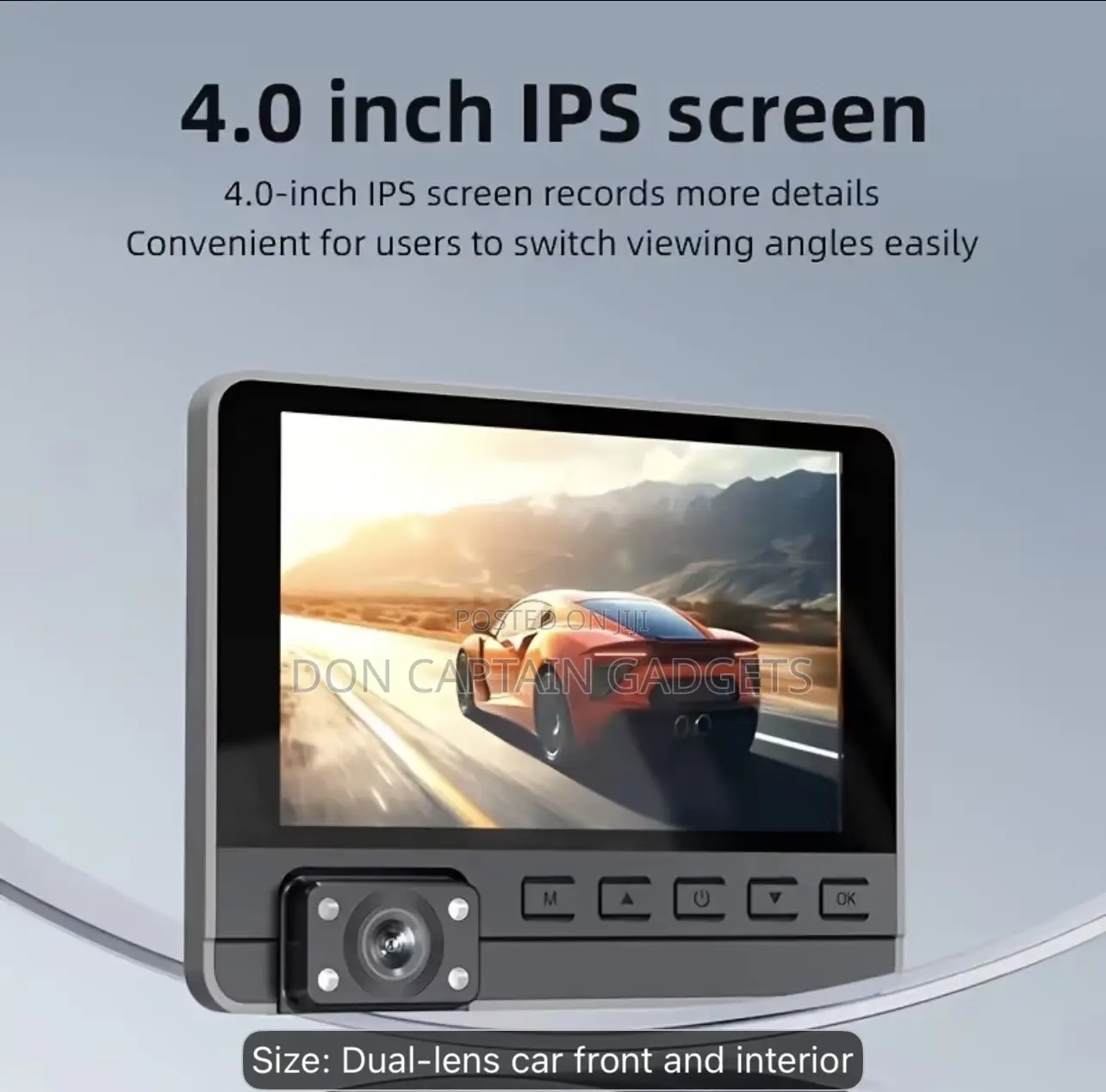 Dual-Lens Dash Cam 1080P Front Recording + 720P Rear Recording 4-Inch