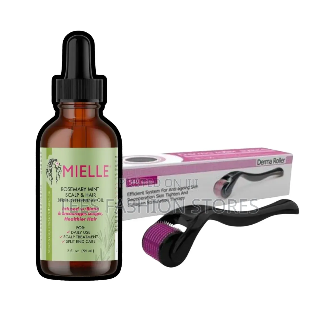 Mielle Rosemary Mint Scalp & Hair Strengthening Oil With Derma Roller