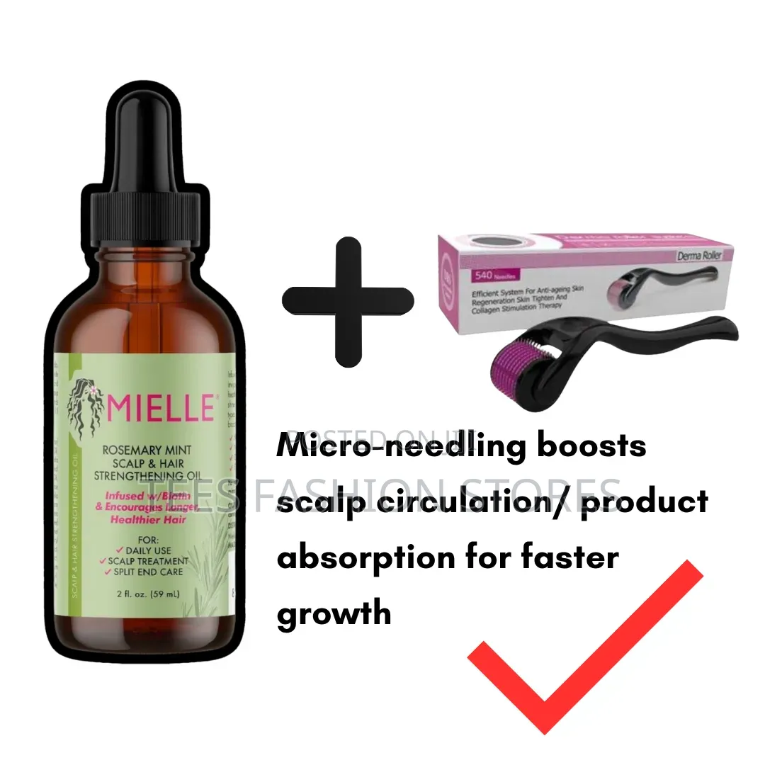 Mielle Rosemary Mint Scalp & Hair Strengthening Oil With Derma Roller