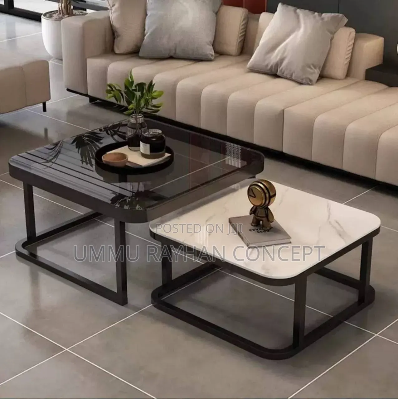 Marble/Glass Twin Center Table