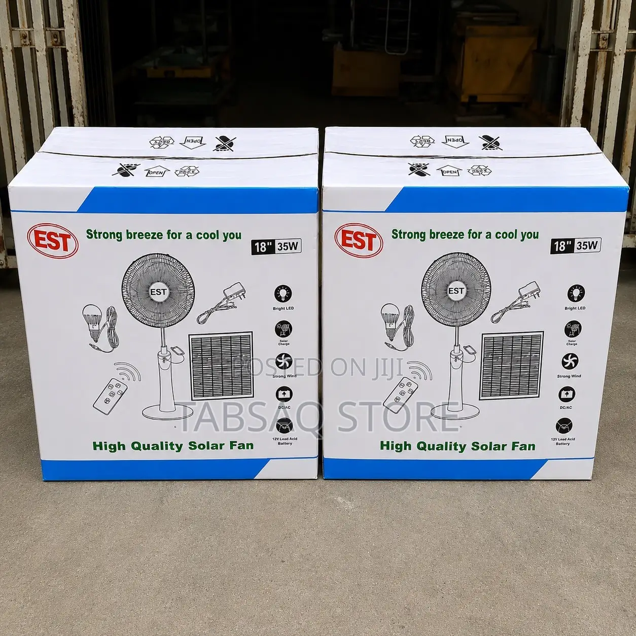 EST 18" Solar Rechargeable Fan | 18 Inch | Power: 35W | Remote | Bulb