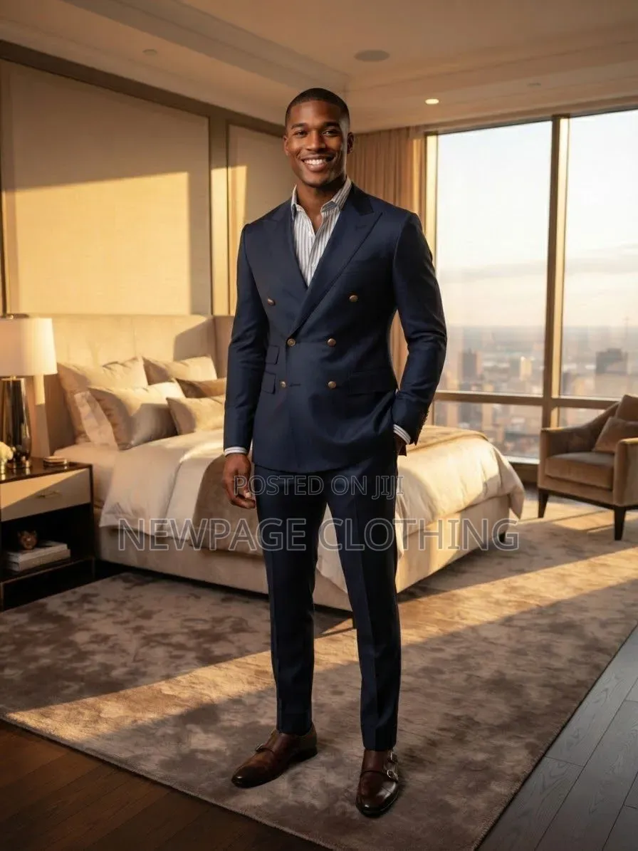 Classic Never Goes Out of Style in Navy Blue Double-Breasted Suit
