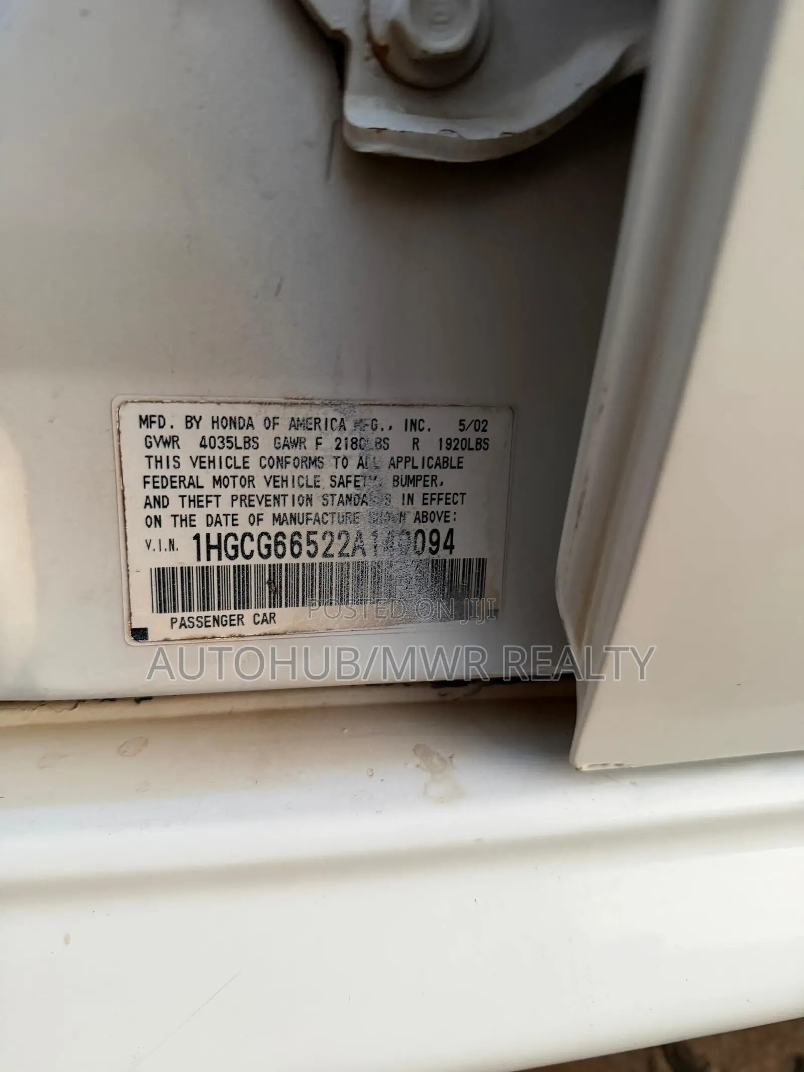 Honda Accord 2003 White