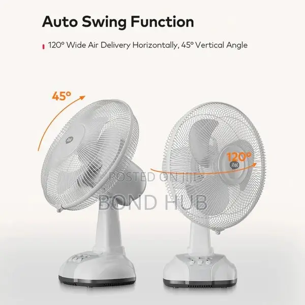 Itel 12 Inch Solar Rechargeable Fan + Panel & 2 Bulbs. Solar Desk Fan