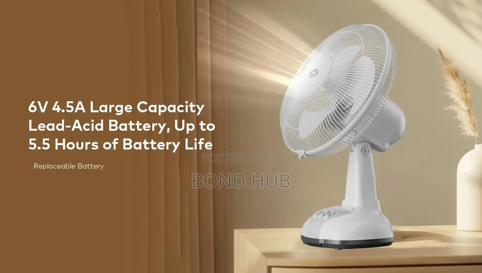 Itel 12 Inch Solar Rechargeable Fan + Panel & 2 Bulbs. Solar Desk Fan