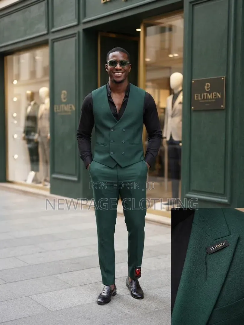 Green Blazer, Matching Waistcoat, Complete Look.