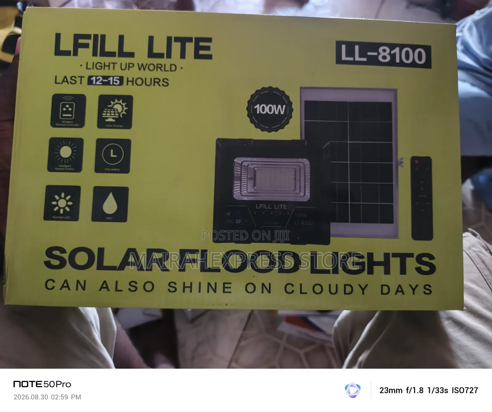 Lfill Lite 100W Solar Flood Light (Model LL-8100),