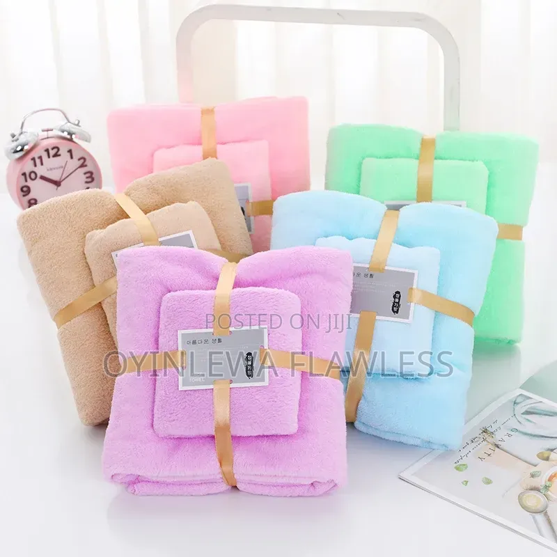 2 in 1 Luxury Coral Fleece Velvet Quick-Dry Absorbent Bath Towel Set