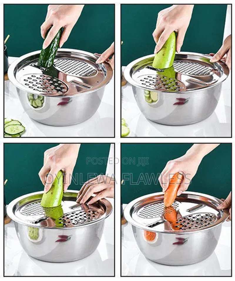 3 in 1 Kitchen Stainless Steel Pot Strainer and Graters Salad Bowls