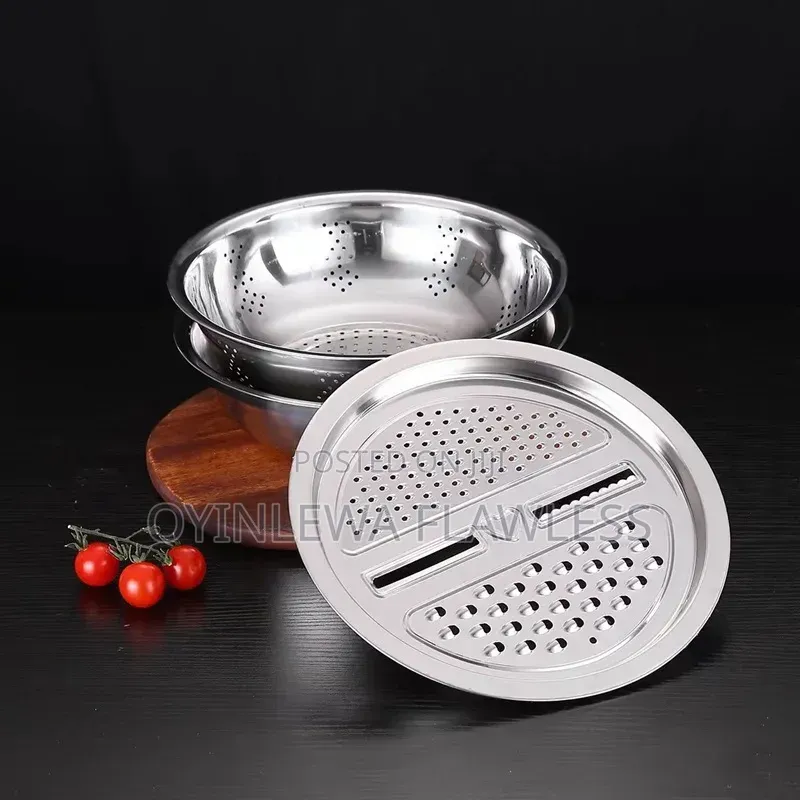 3 in 1 Kitchen Stainless Steel Pot Strainer and Graters Salad Bowls