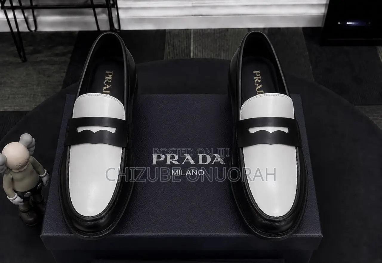 Prada Two-Tone Black & White Leather Loafers