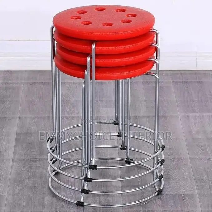 Quality Stackable Stool  With Plastic Top, Stainless Steel