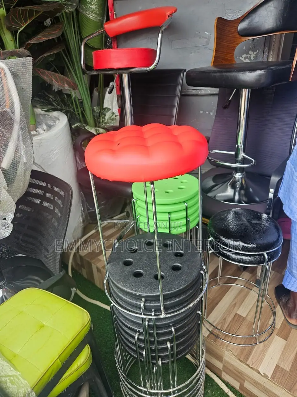 Quality Stackable Stool  With Plastic Top, Stainless Steel