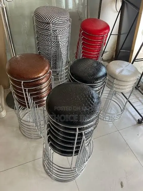 Round Metal Stool Chair With Foam Top