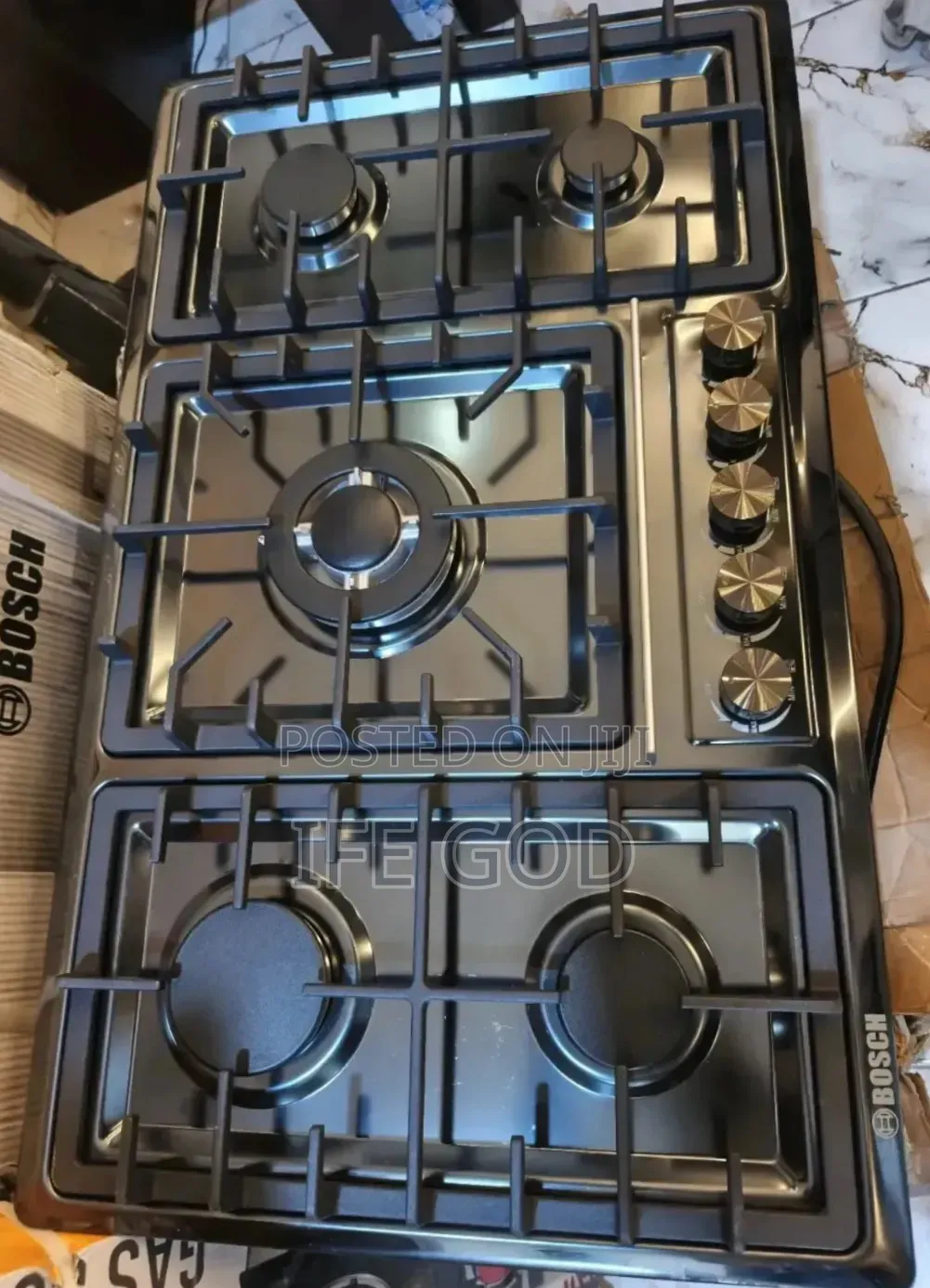 Original Bosch Inbuilt Cabinet 5 Burners Black Stainless Steel Cooker