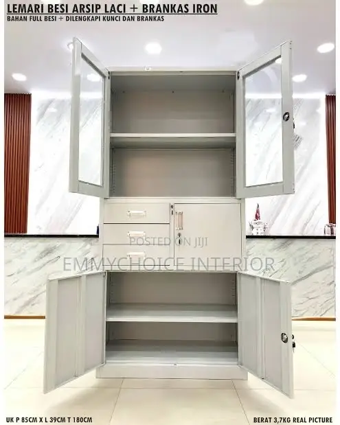 Office Metal Bookshelf Cabinet With Drawers