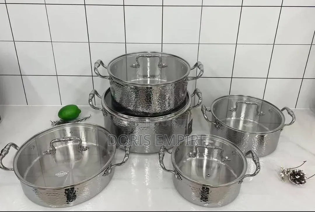 Uakeem 10pcs Stainless Steel Rose Gold Hammered Induction Pot